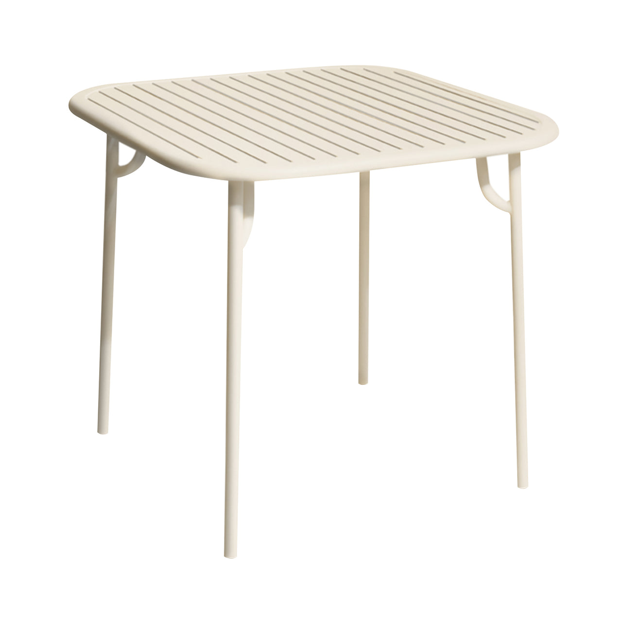 Week-End Square Dining Table with Slats: Ivory