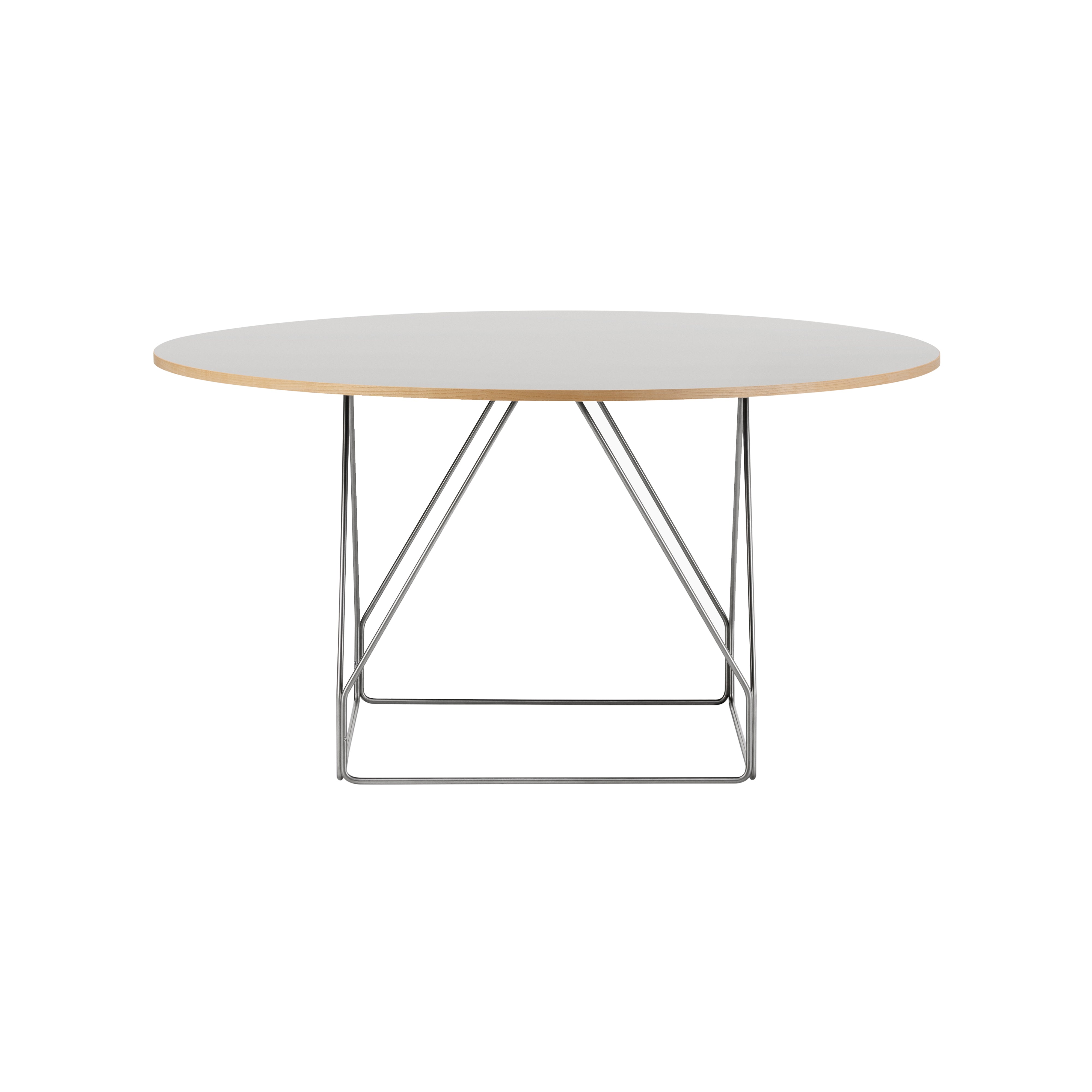 JG Table: Round + Grey Linoleum + Stainless Steel