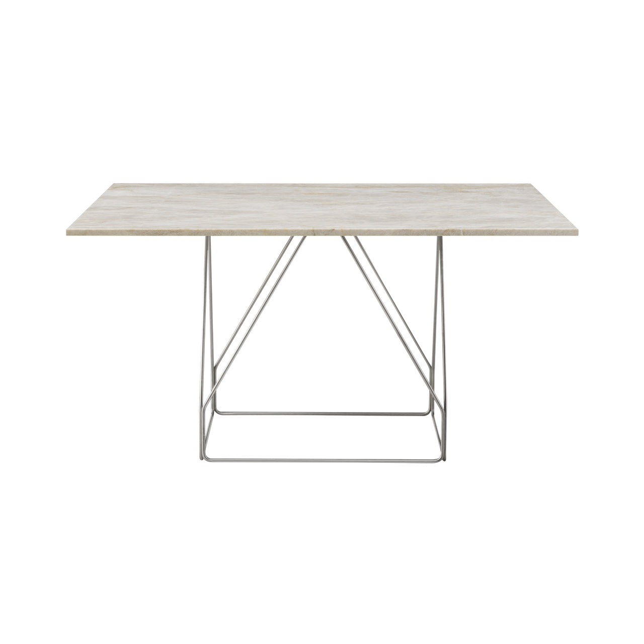 JG Table: Square + Ivory Quartzite + Stainless Steel