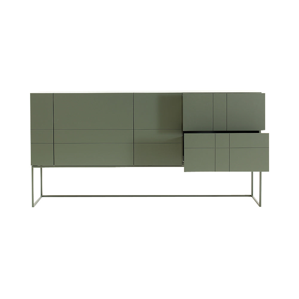 Kilt Light 180 Cabinet with Drawers: Green Khaki