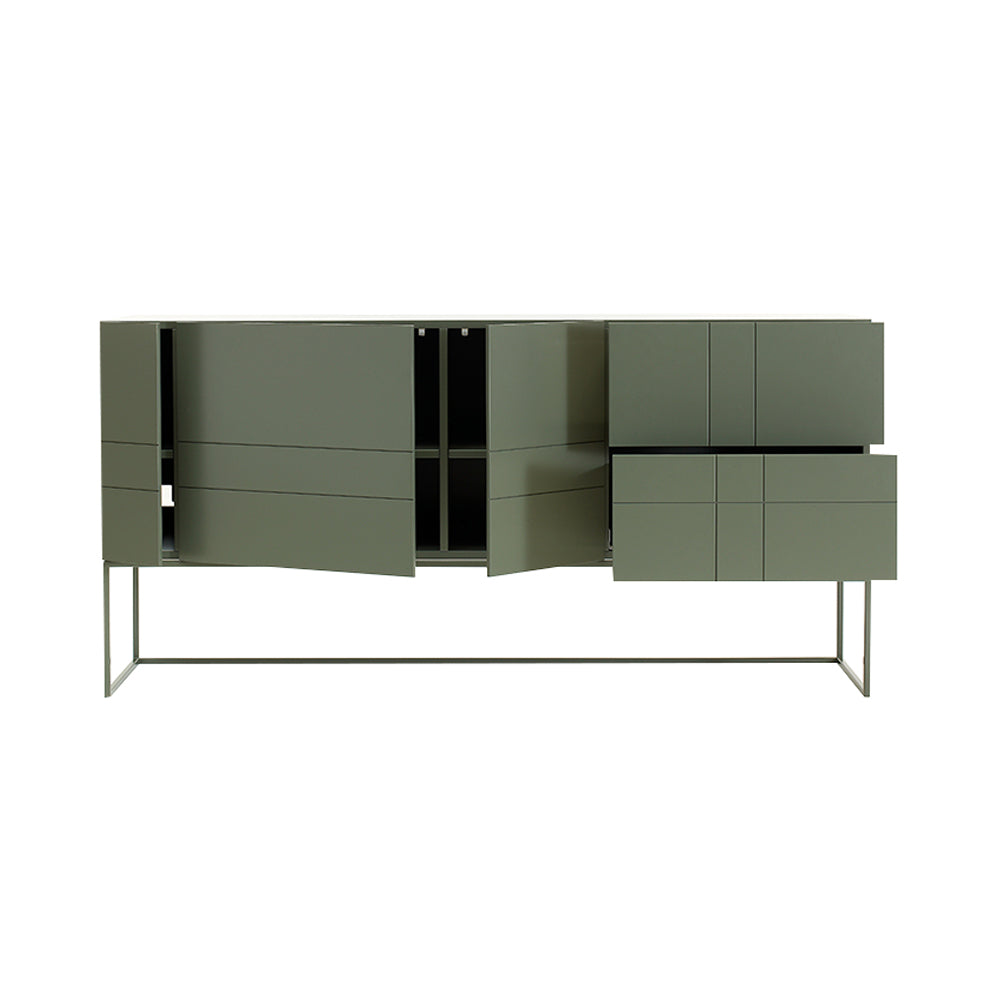 Kilt Light 180 Cabinet with Drawers: Green Khaki