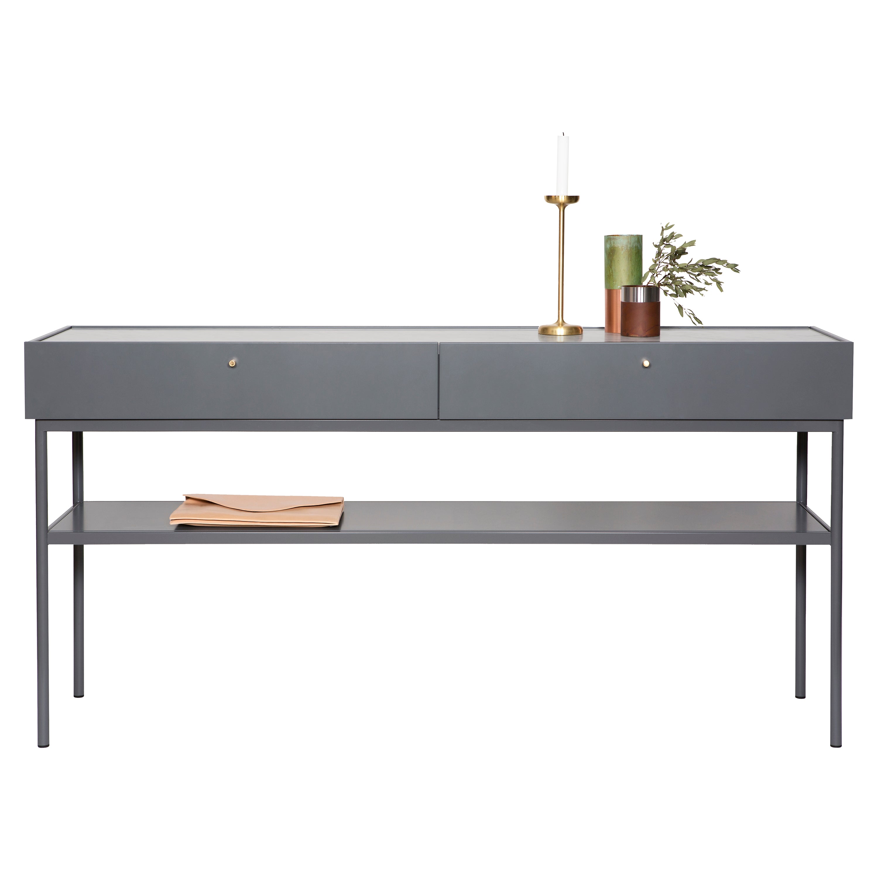 Luc Console 160: Carrara Marble + Storm Grey