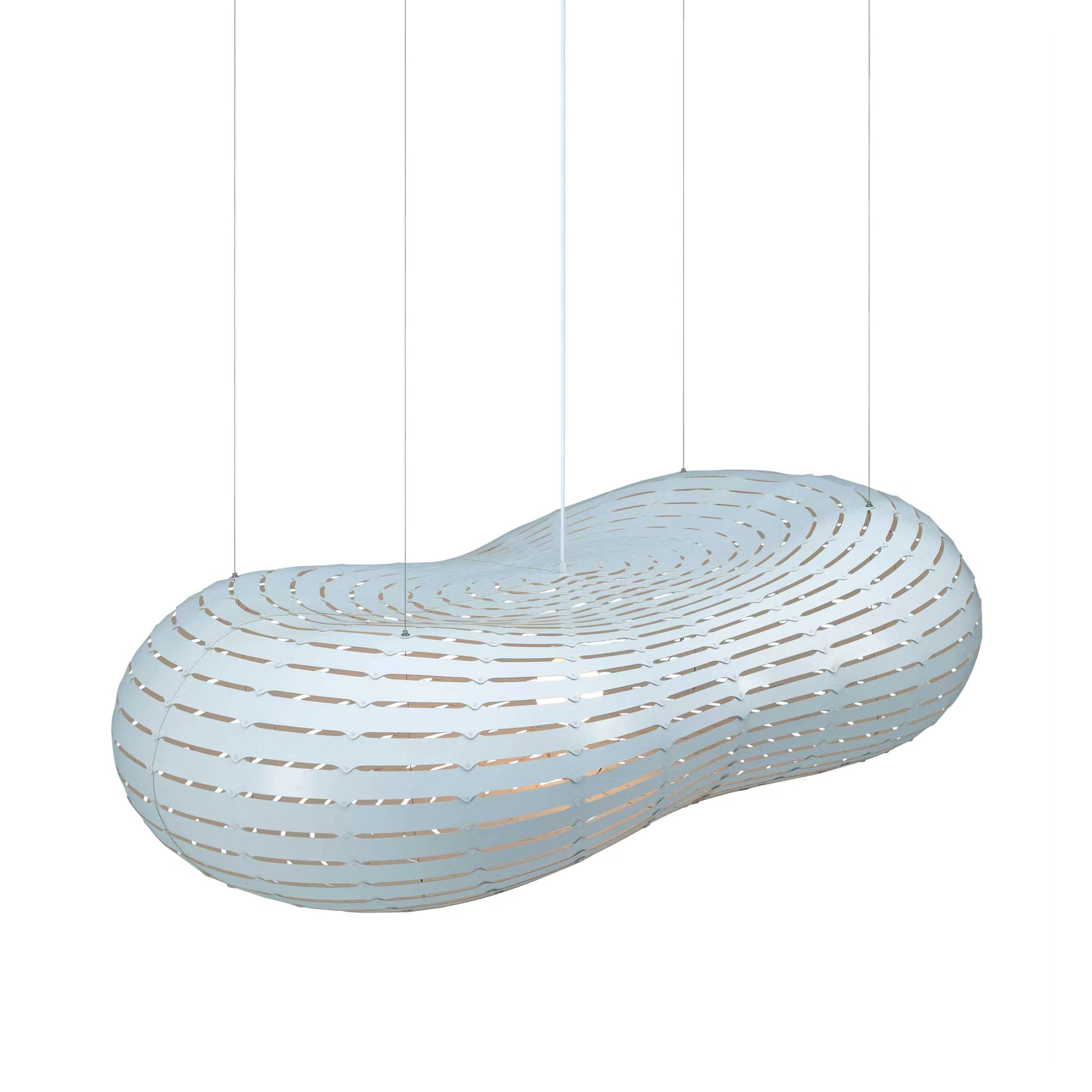 Cloud Suspension Light: Large - 67.6 + Blue + Bamboo + White