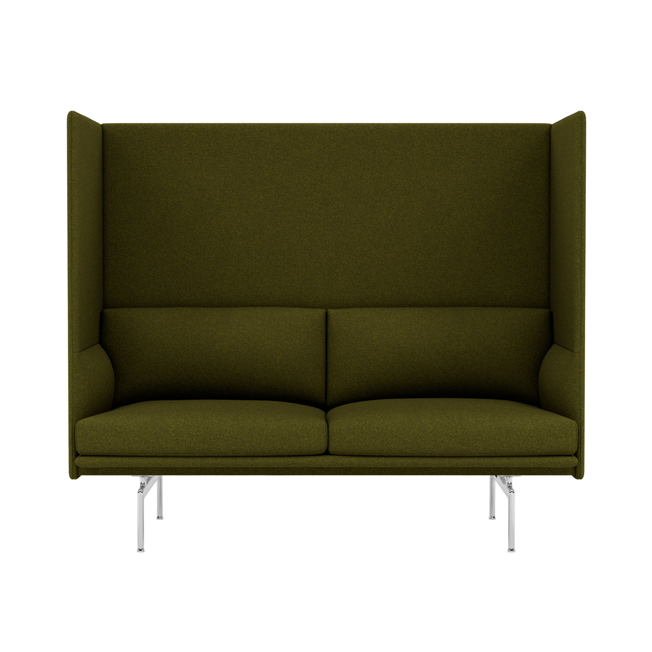 Outline Highback 2-Seater Sofa: Large + High + Polished Aluminum