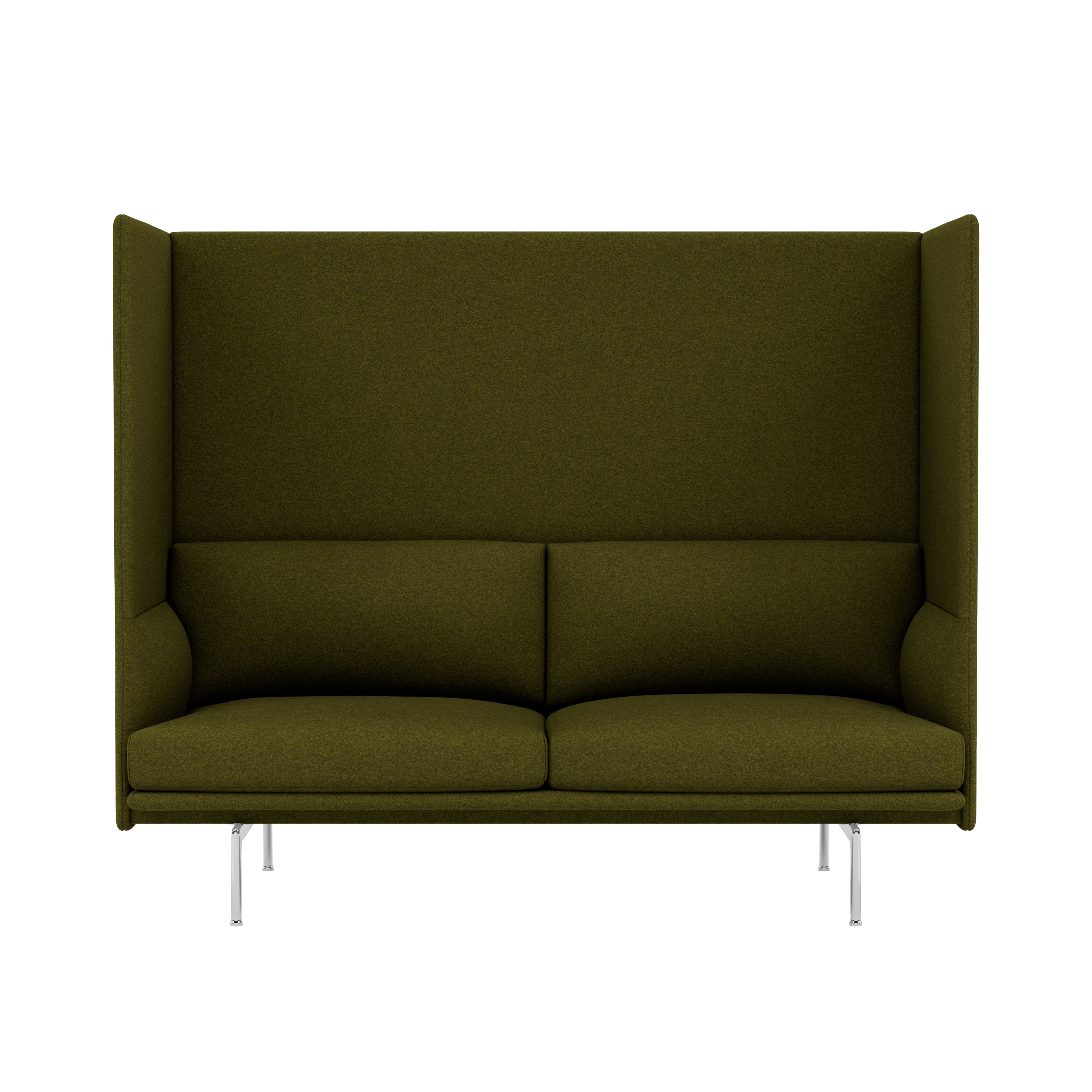 Outline Highback 2-Seater Sofa: Large + Low + Polished Aluminum