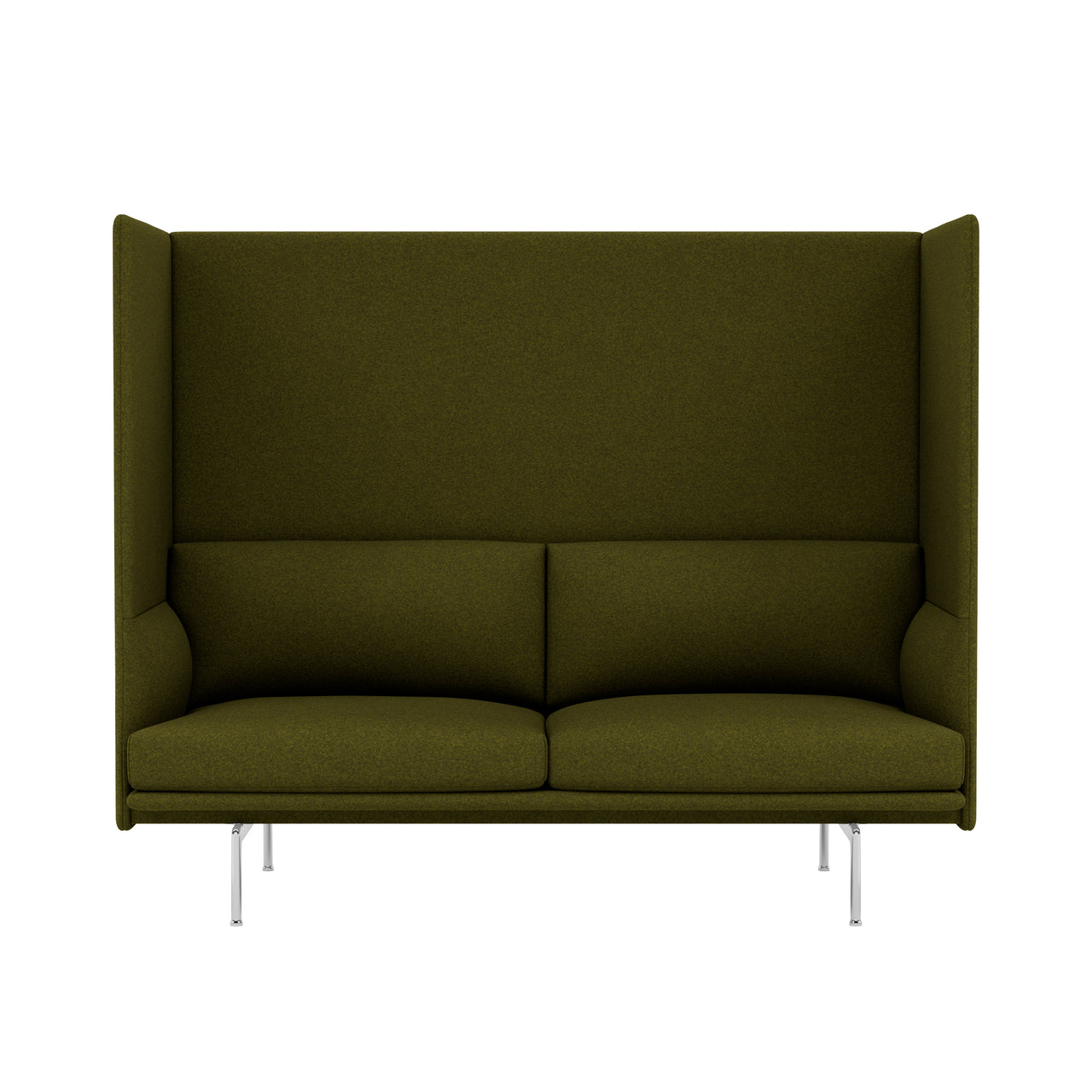 Outline Highback 2-Seater Sofa: Large + Low + Polished Aluminum