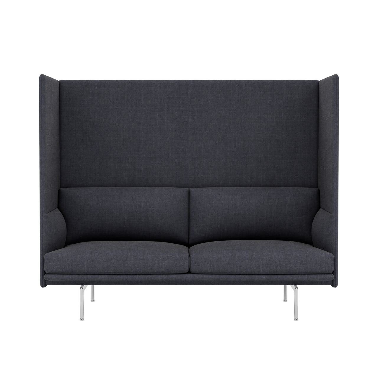 Outline Highback 2-Seater Sofa: Large + Low + Polished Aluminum