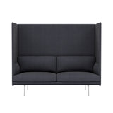 Outline Highback 2-Seater Sofa: Large + Low + Polished Aluminum