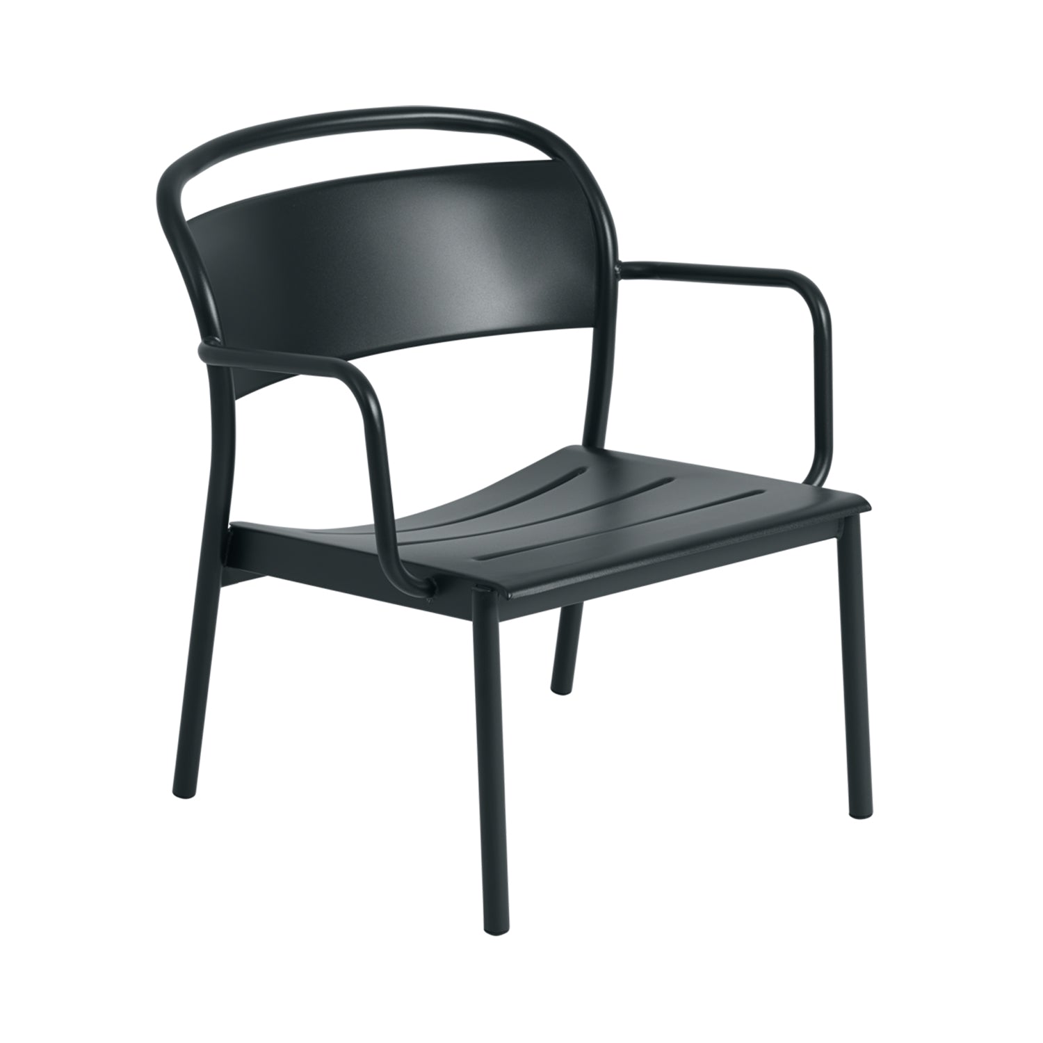 Linear Steel Lounge Armchair: Anthracite Black + Without Seat Pad