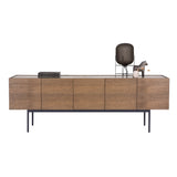 Luc Sideboard 200 with Doors: Stone Top + Black Walnut Oak + Char Grey