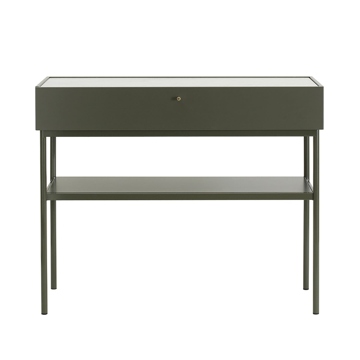 Luc Console 100: Carrara Marble + Green Khaki