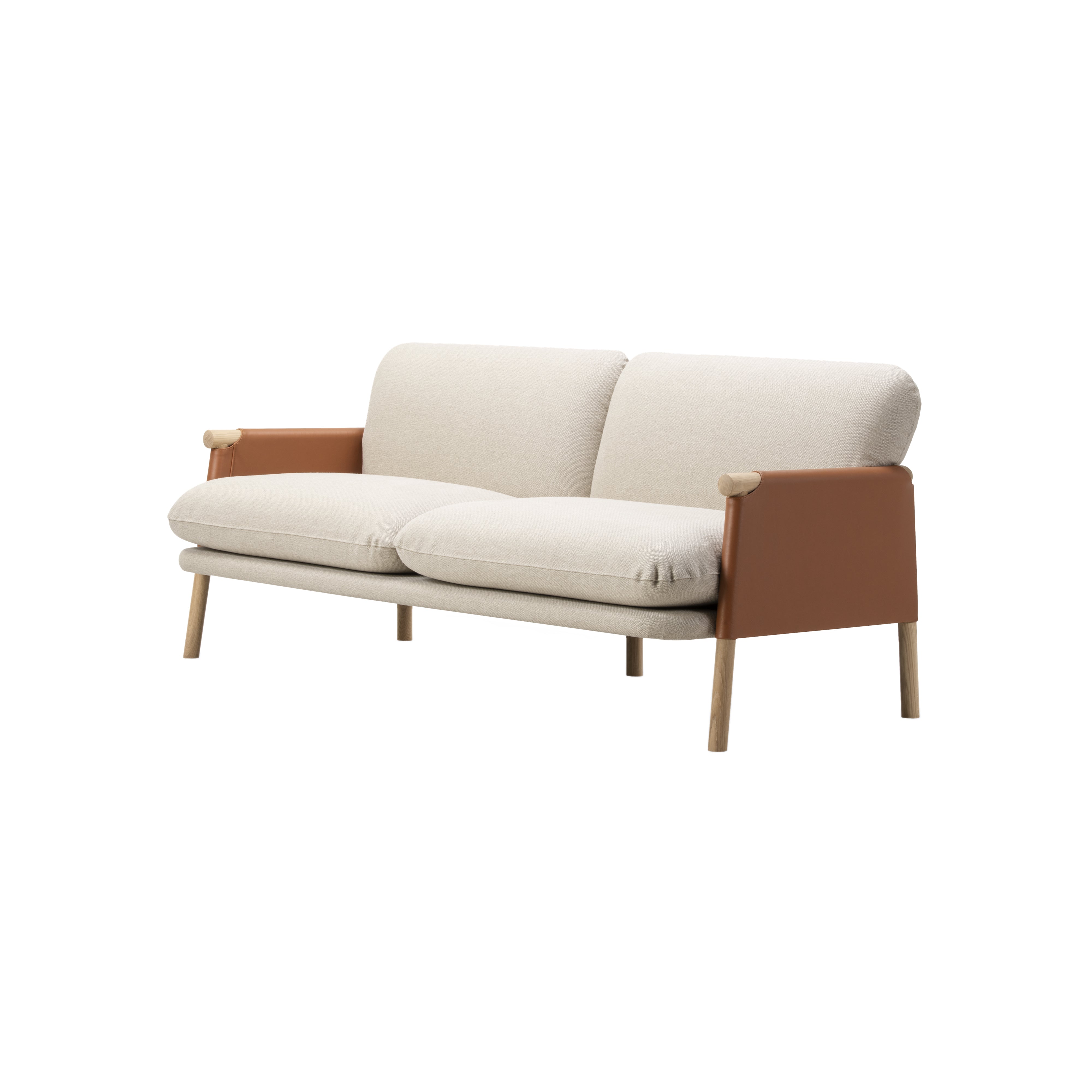 Savannah Sofa: 2 Seater + Light Oiled Oak + Cognac