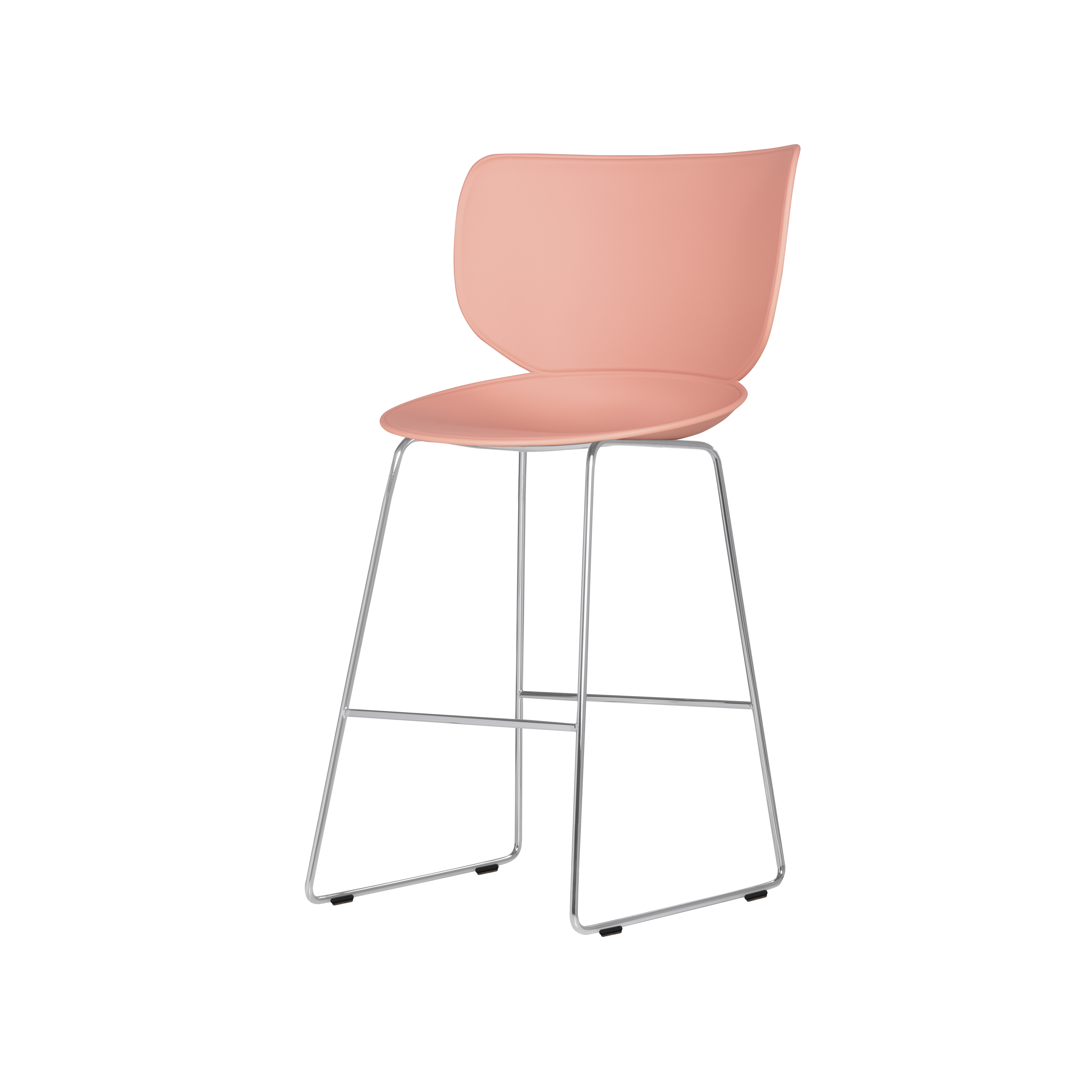 Hana Bar + Counter Stool: Set of 2 + Counter + Chrome +  Dusty Pink