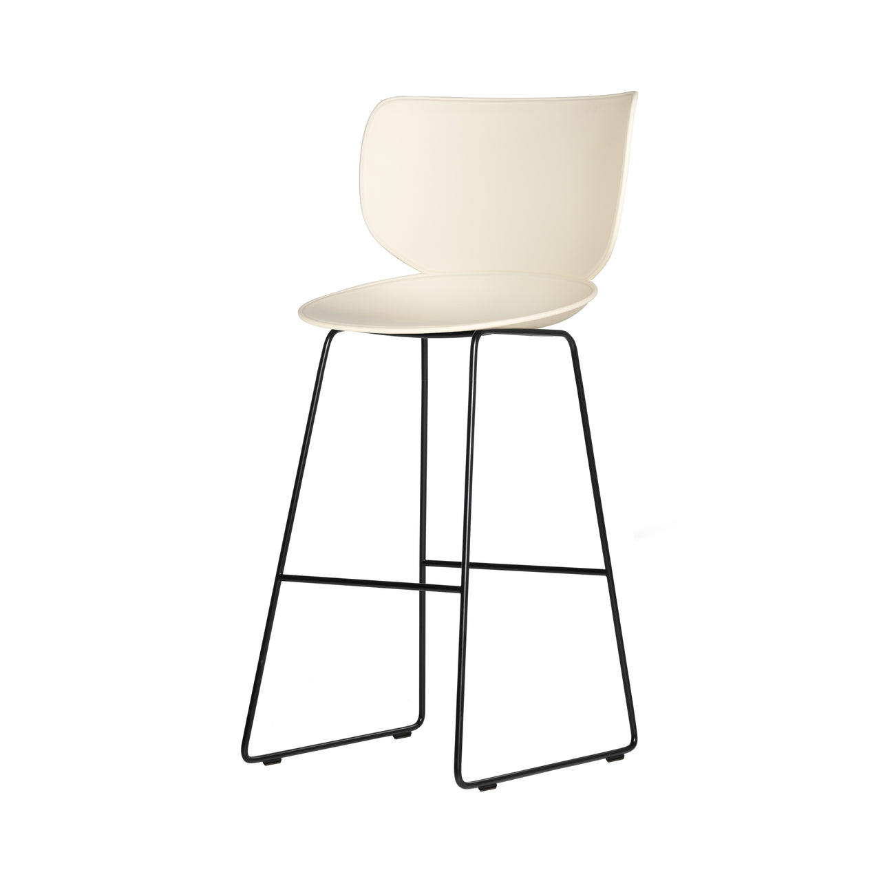 Hana Bar + Counter Stool: Set of 2 + Bar + Black + Oyster White