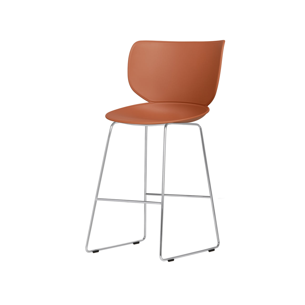 Hana Bar + Counter Stool: Set of 2 + Counter + Chrome + Terracotta