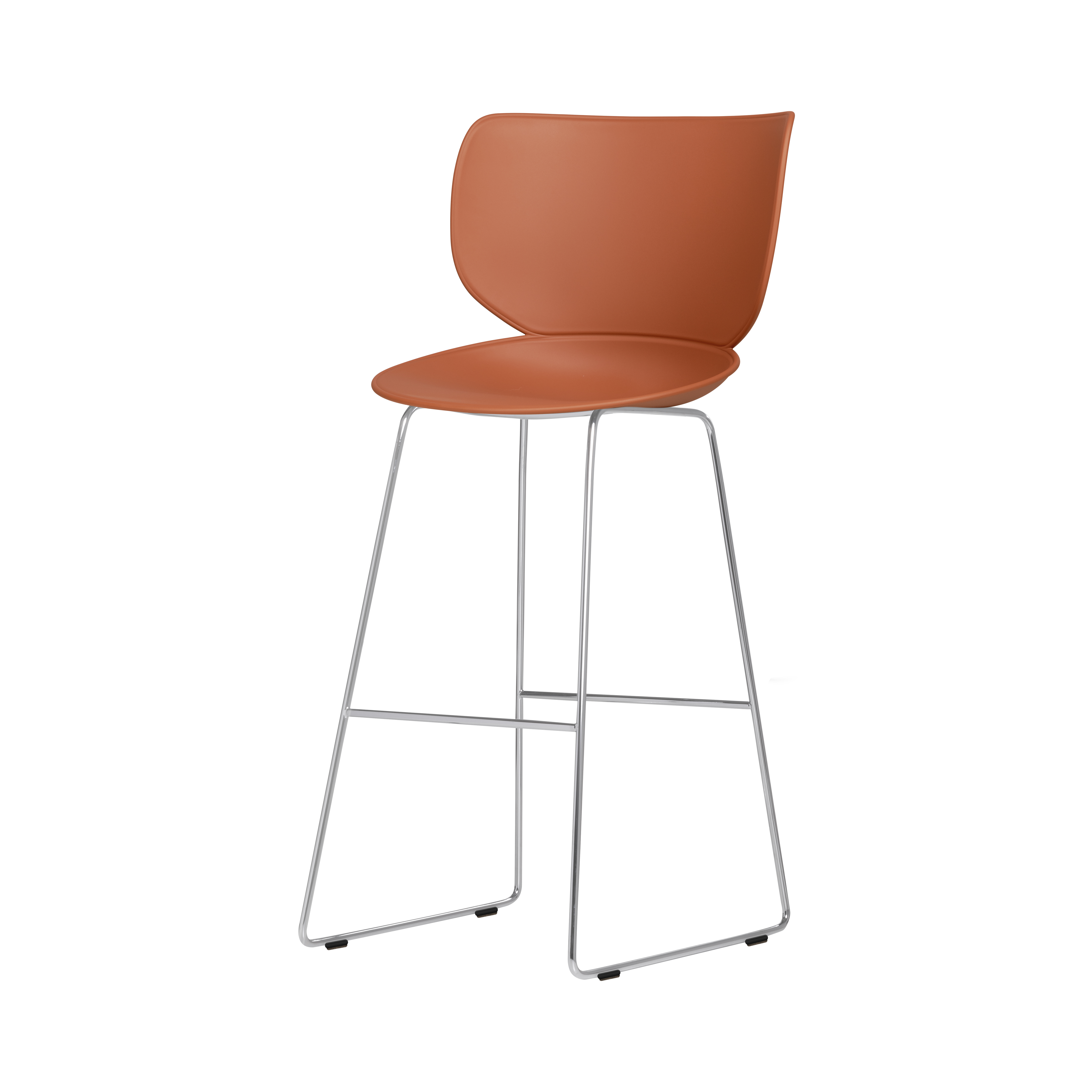 Hana Bar + Counter Stool: Set of 2 + Bar + Chrome + Terracotta