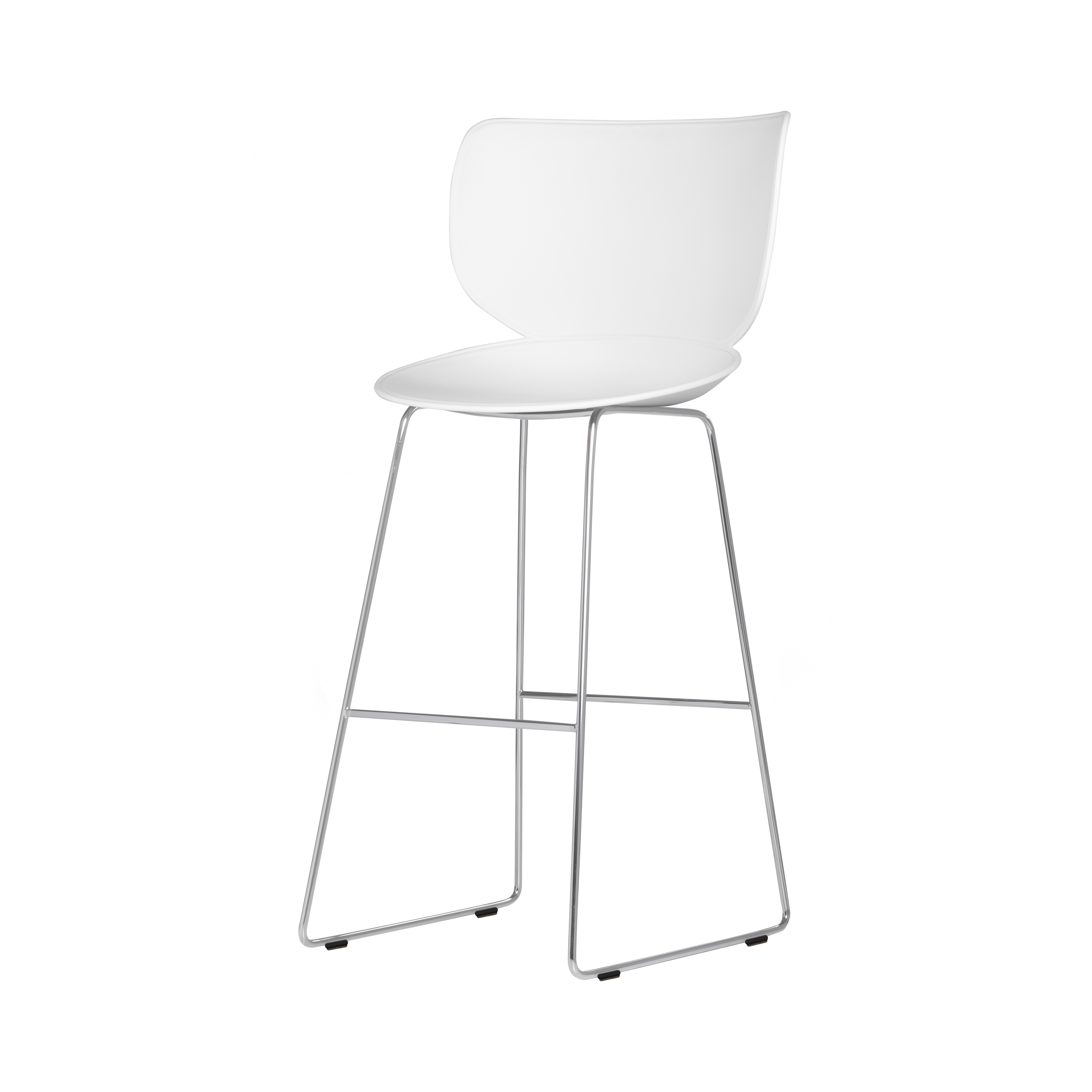 Hana Bar + Counter Stool: Set of 2 + Bar + Chrome + White