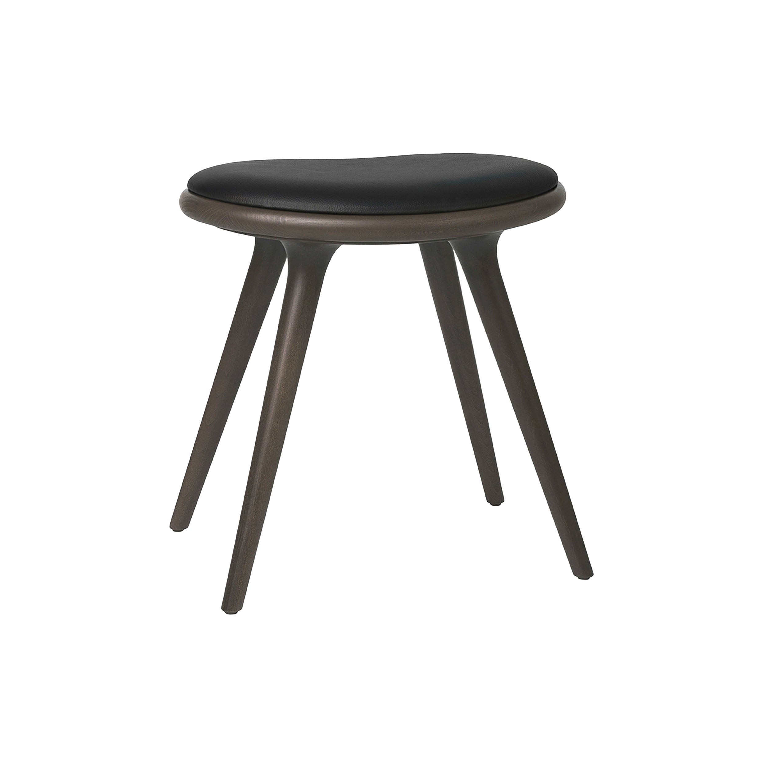 Low Stool: Sirka Grey Stained Beech + Black Leather