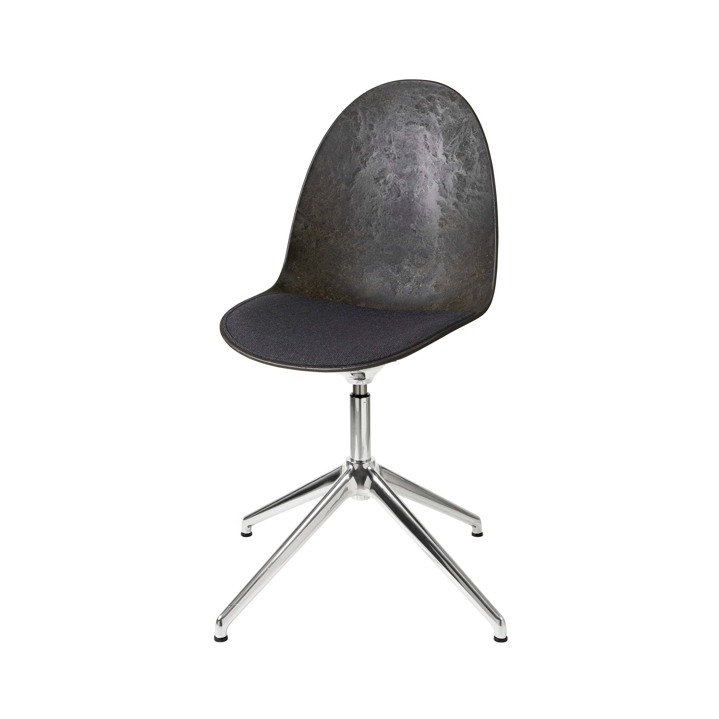 Eternity Swivel Chair: Seat Upholstered + Coffee Waste Black + Polished Aluminum