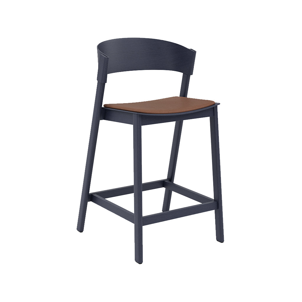 Cover Counter Stool: Upholstered + Midnight Blue + Without Footrest