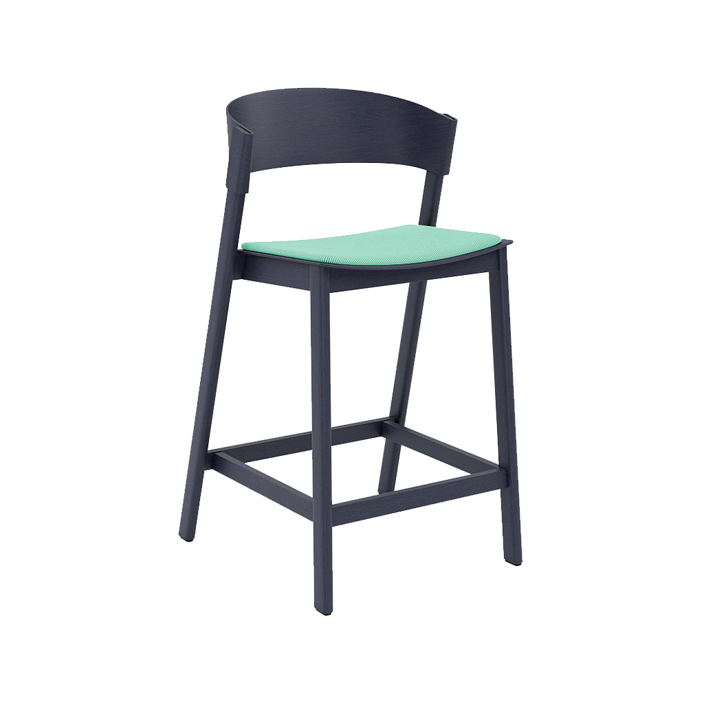 Cover Counter Stool: Upholstered + Midnight Blue + Without Footrest