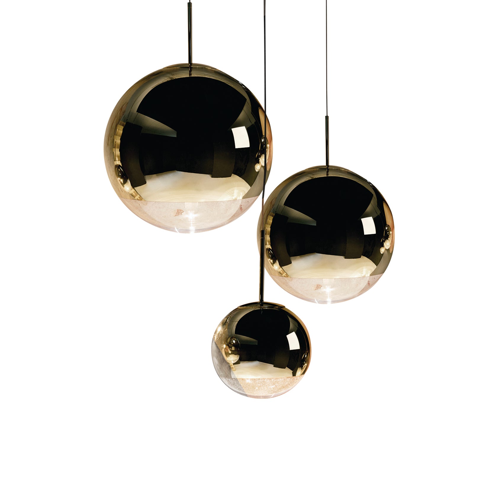 Mirror Ball Range Round Pendant System: Gold