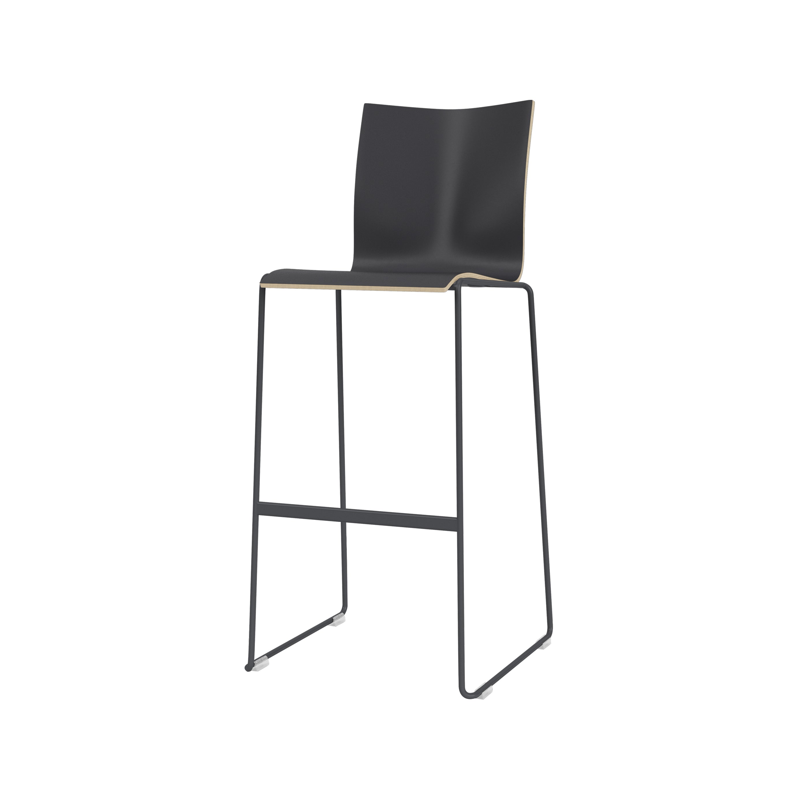 Chairik 117 Bar Chair: Sled Base + Black Melamine + Powder Coated Black