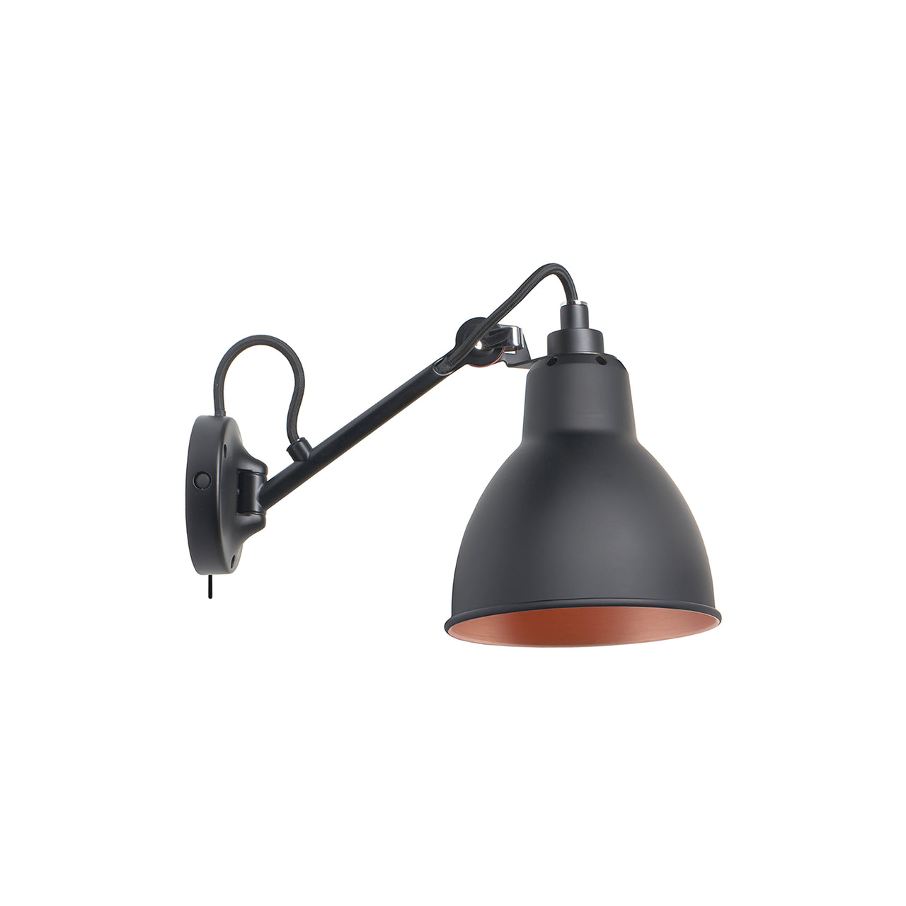 Lampe Gras N° 104 Wall Lamp: Black + Copper + With Switch