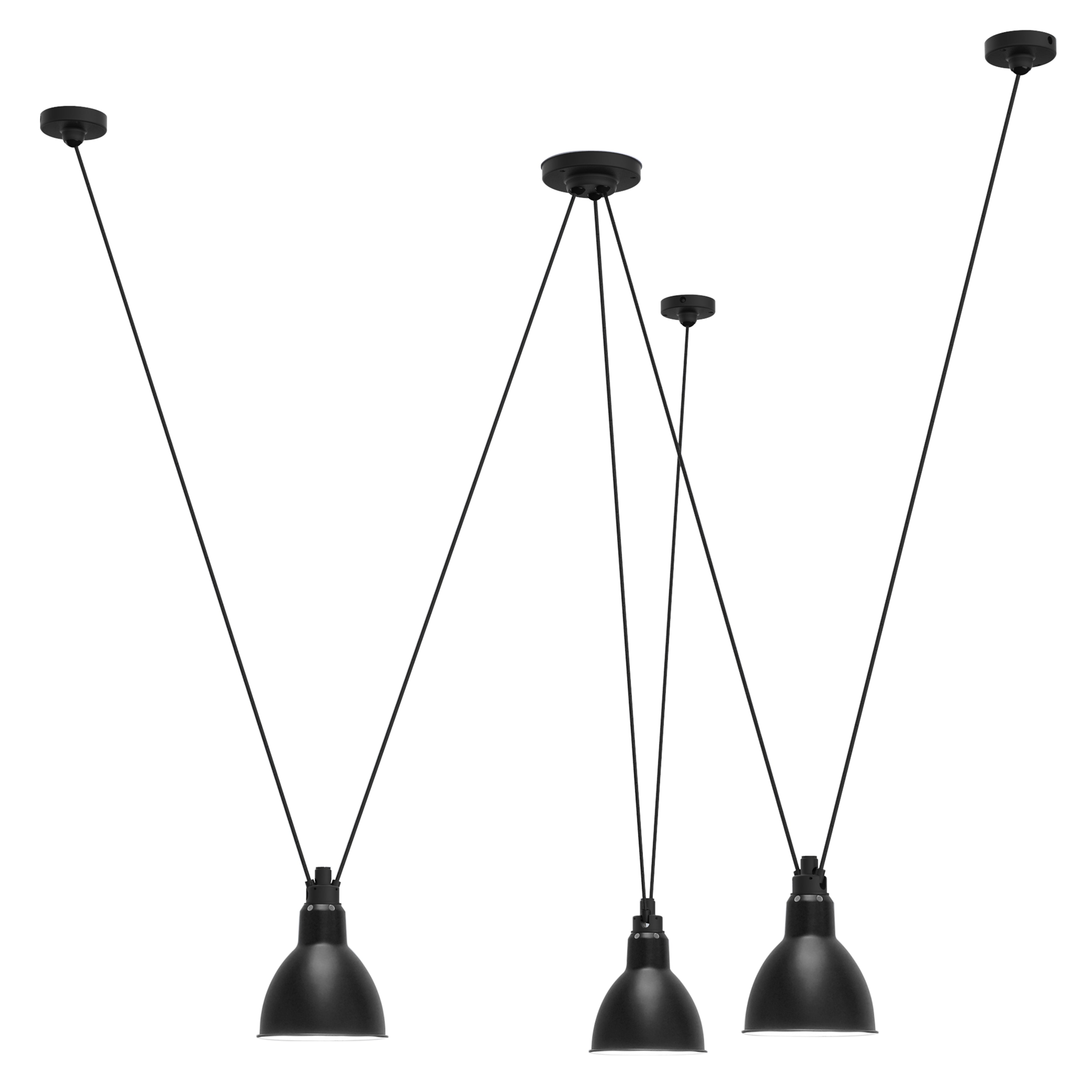 Les Acrobates N ° 325 Pendant Lamp: Large + Black + Round