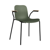 Langue Chair with Armrest: Army Green + Natural Oak