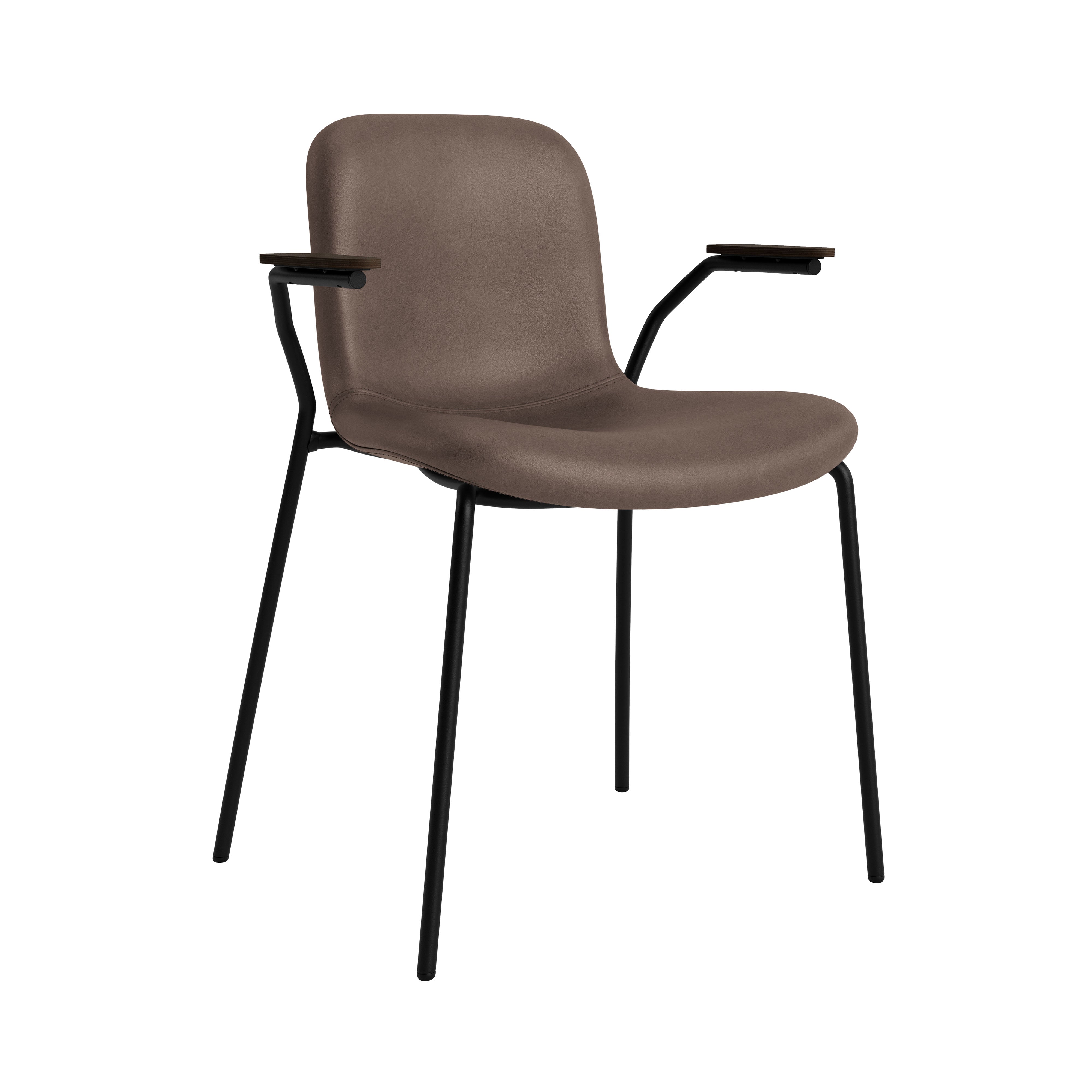 Langue Chair with Armrest: Soft Upholstered + Dark Smoked Oak