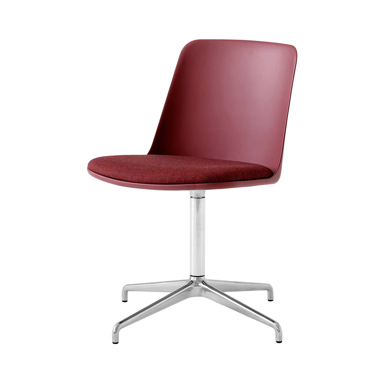 Rely Chair HW17: Polished Aluminum + Red Brown