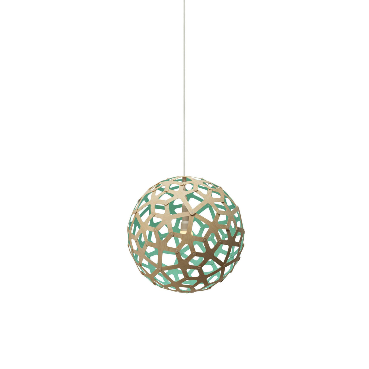 Coral Pendant Light: Extra Small + Bamboo + Aqua + White