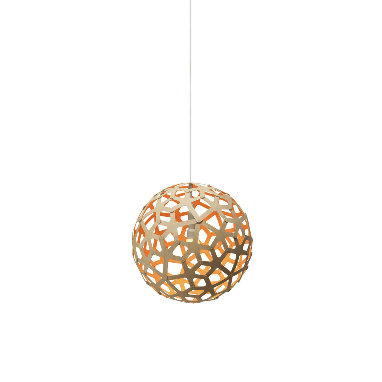 Coral Pendant Light: Extra Small + Bamboo + Orange  + White