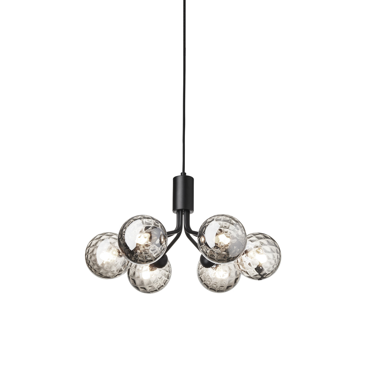 Apiales 6 Pendant Light: Satin Black + Optic Smoked + Black