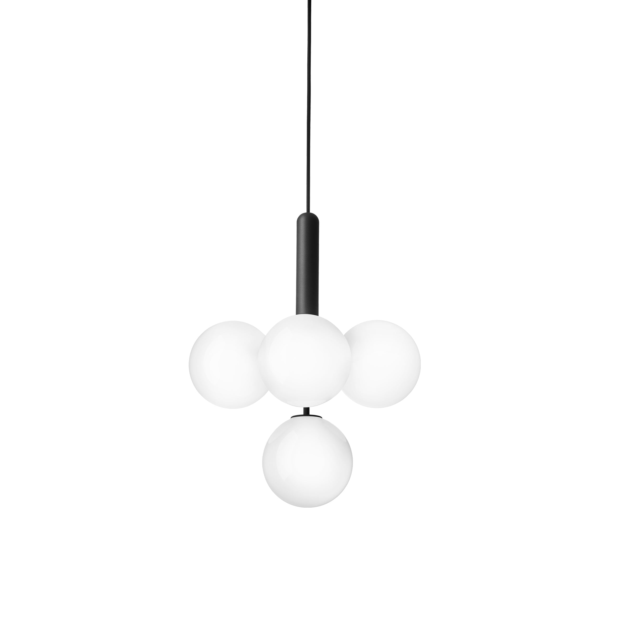 Miira 4 Chandelier: Opal White + Rock Grey