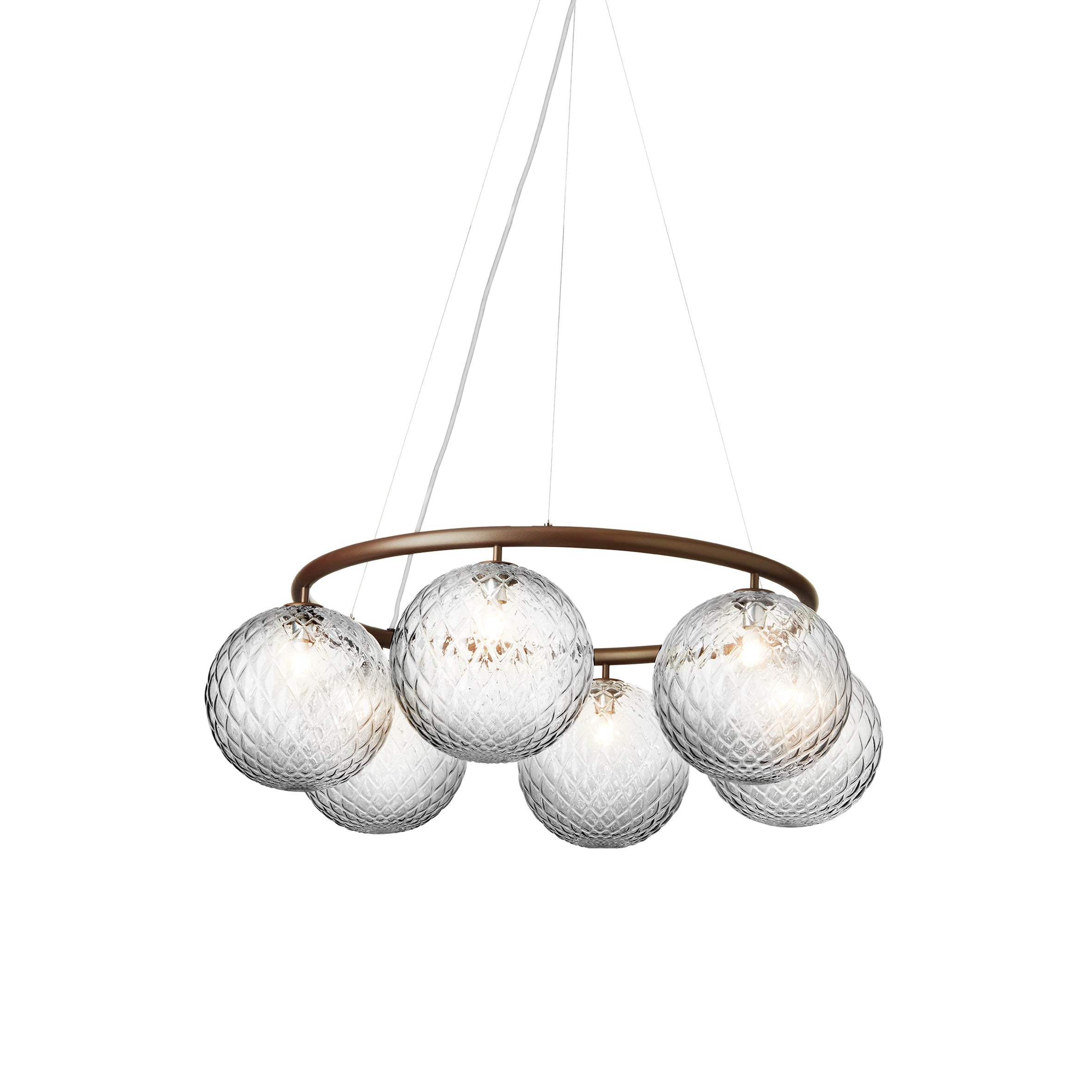 Miira 6 Circular Chandelier: Optic Clear + Dark Bronze