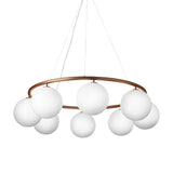 Miira 8 Circular Chandelier: Opal White + Dark Bronze