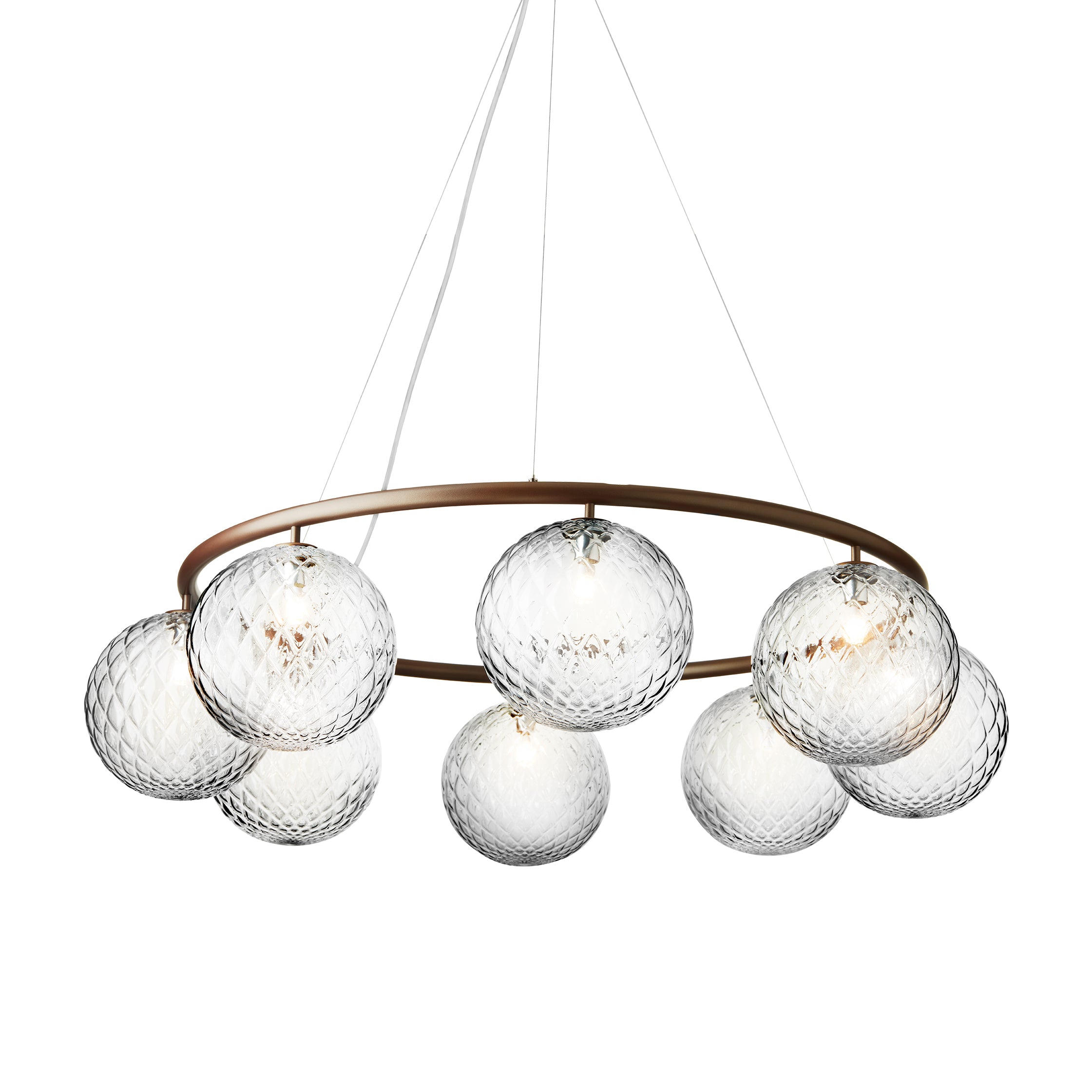 Miira 8 Circular Chandelier: Optic Clear + Dark Bronze