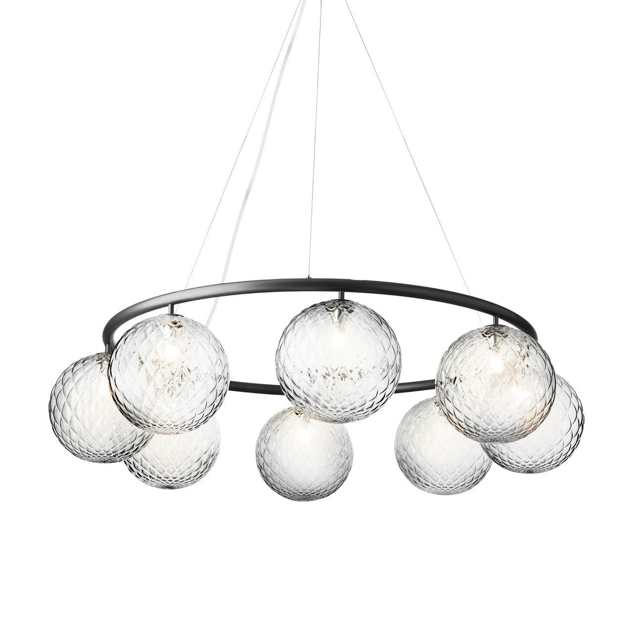 Miira 8 Circular Chandelier: Optic Clear + Rock Grey