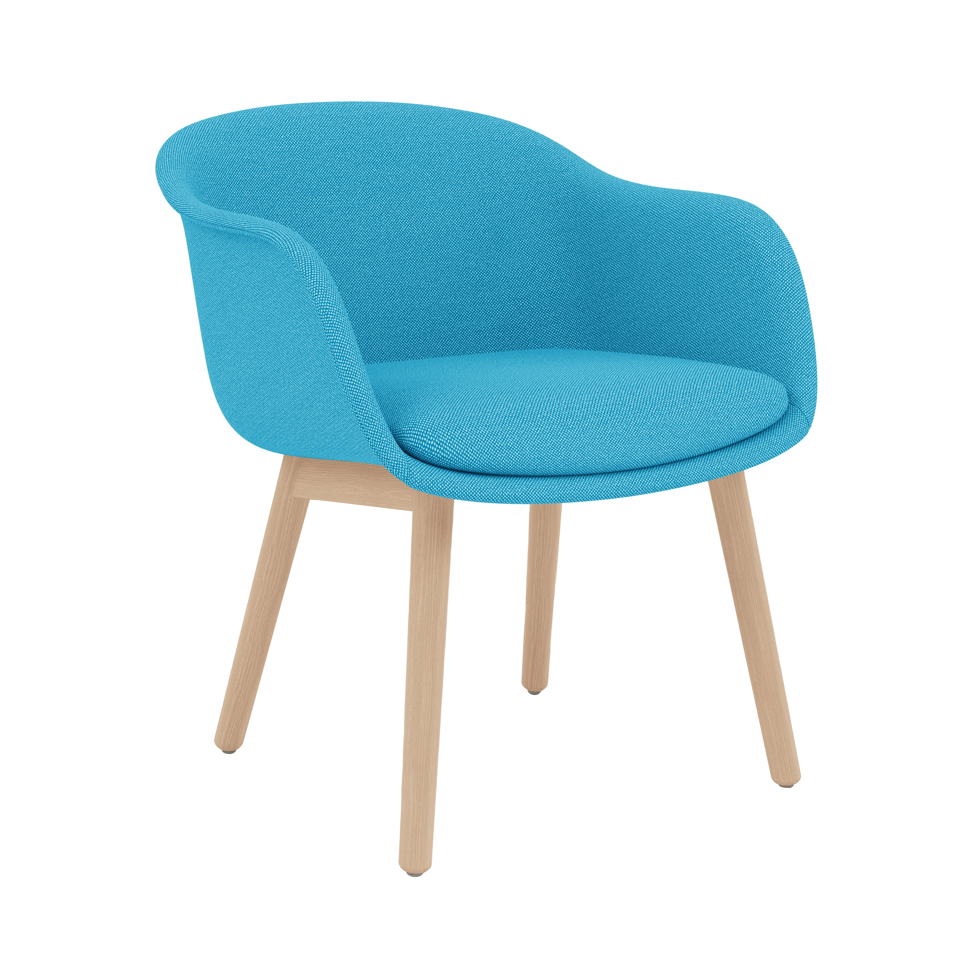 Fiber Conference Armchair: Wood Base Upholstered + Oak