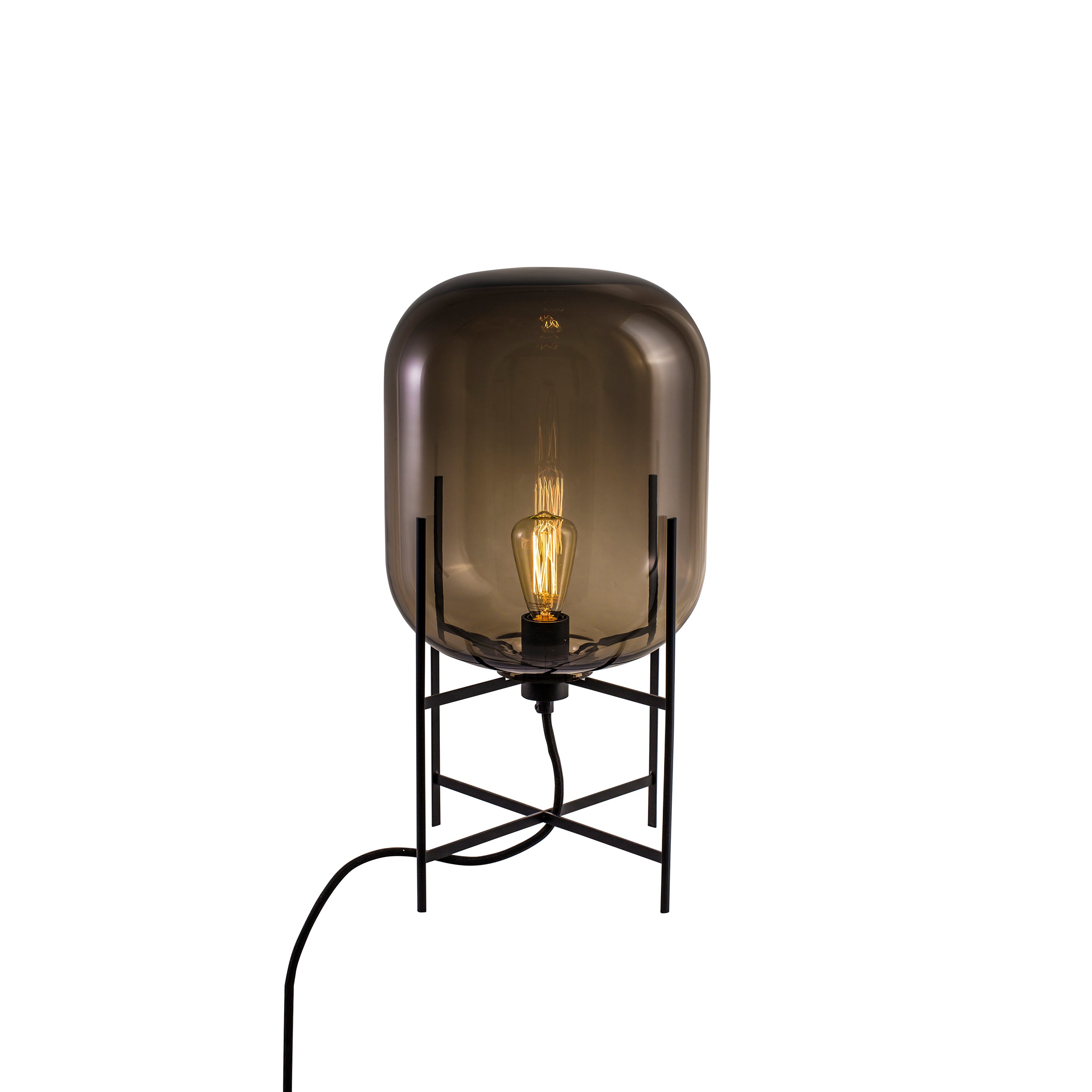 Oda Table Lamp: Smoky Grey + Black