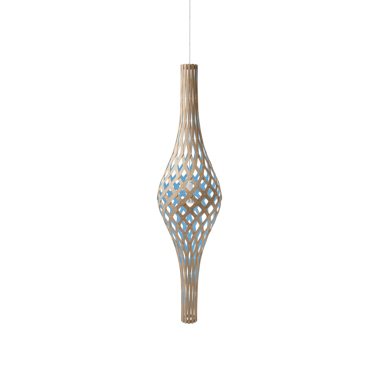 Nikau Full Pendant Light: Bamboo + Blue + White