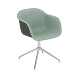 Fiber Armchair: Swivel Base Front Upholstered + Recycled Shell + Polished Aluminum + Black