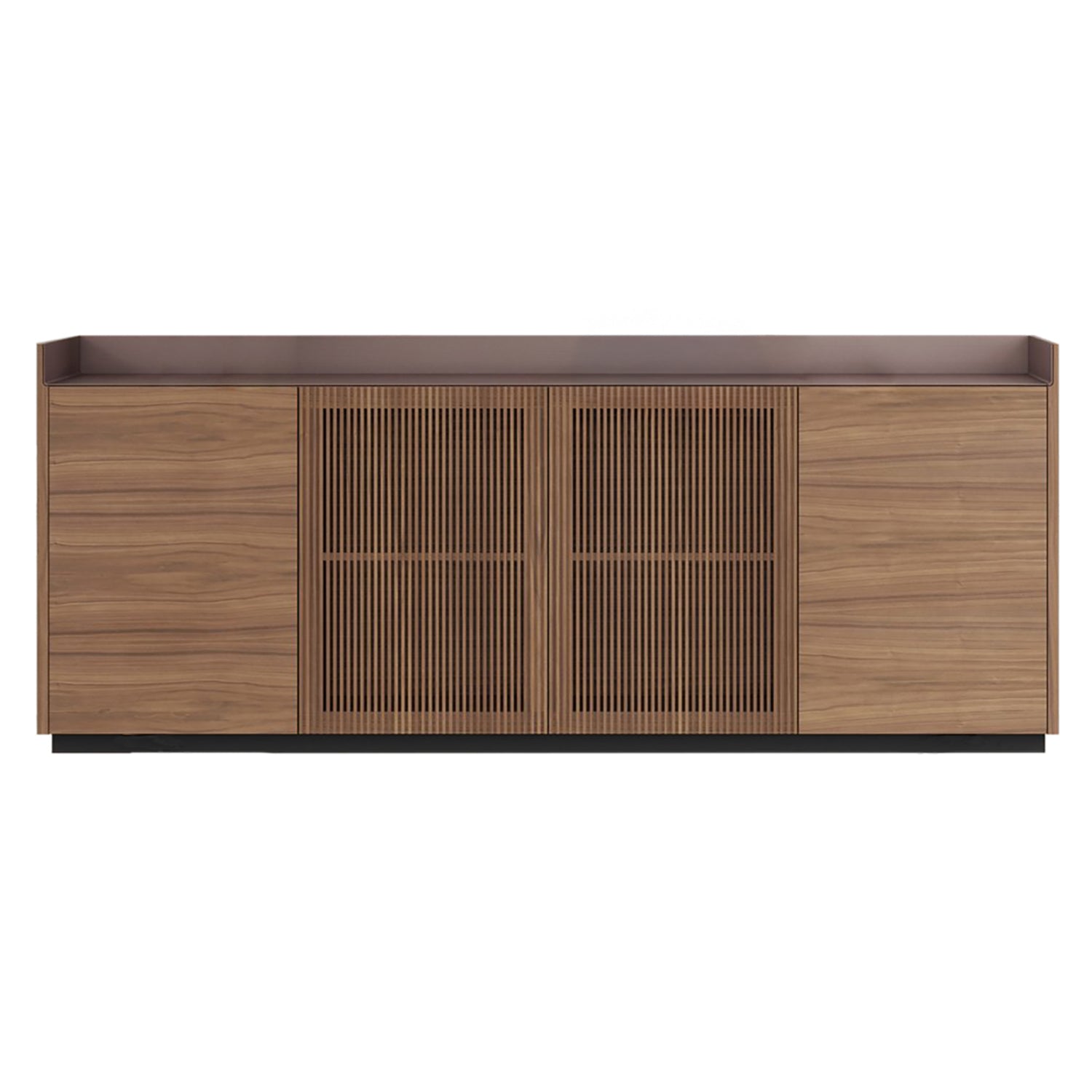 Stockholm STH434 Cupboard: Composition 1 + Walnut Stained Walnut + Anodized Aluminum Pale Rose + Black