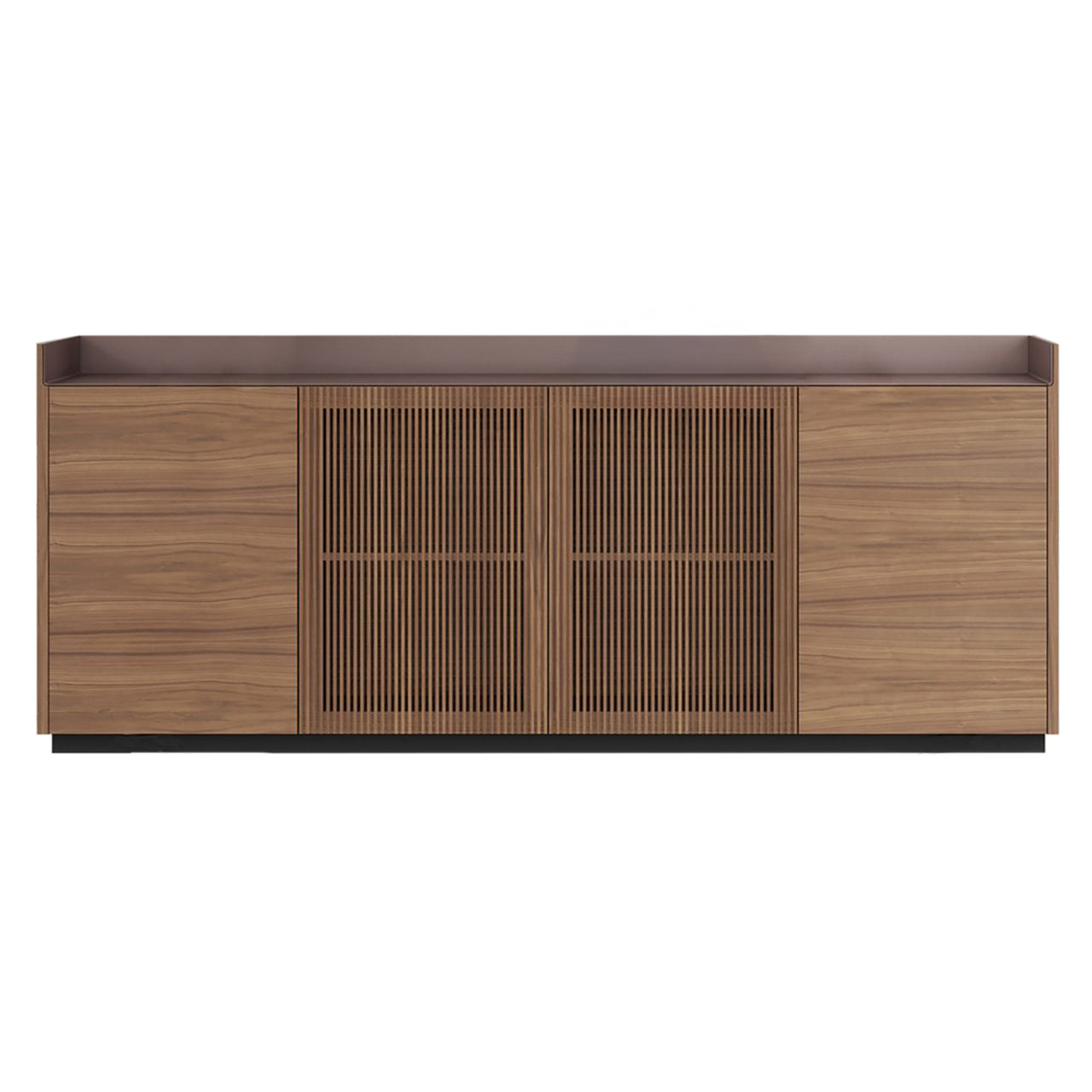 Stockholm STH434 Cupboard: Composition 1 + Walnut Stained Walnut + Anodized Aluminum Pale Rose + Black