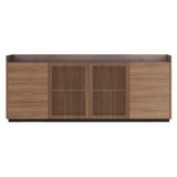 Stockholm STH434 Cupboard: Composition 1 + Walnut Stained Walnut + Anodized Aluminum Pale Rose + Black