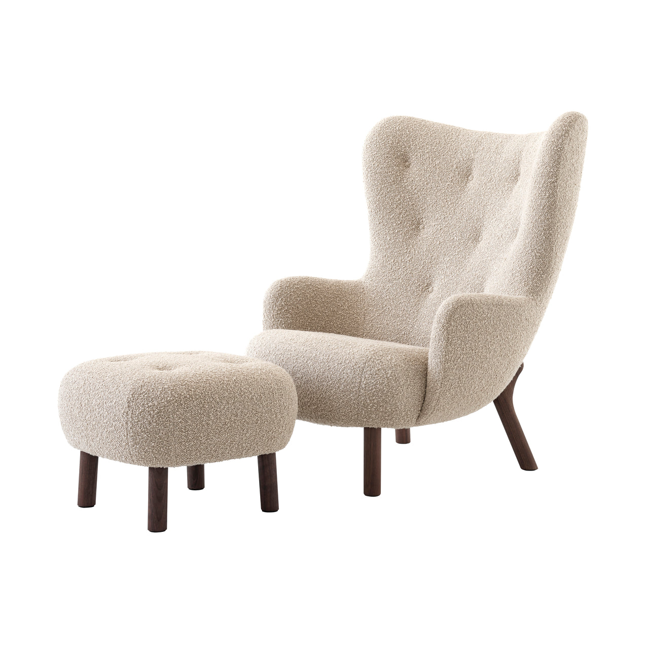 Petra Lounge Chair VB3 + Pouf ATD1: Oiled Walnut + Karakorum 003