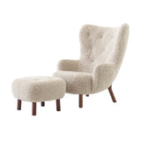Petra Lounge Chair VB3 + Pouf ATD1: Oiled Walnut + Sheepskin Moonlight