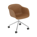 Fiber Armchair: Swivel Base with Castors + Recycled Shell + Upholstered + Polished Aluminum + Black